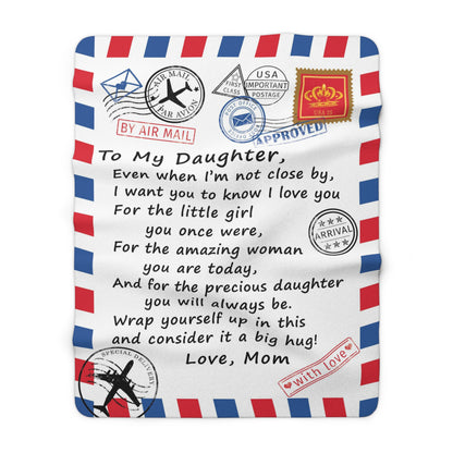 To My Daughter - Air Mail Letter - PERSONALIZE - Velveteen or Sherpa Blanket