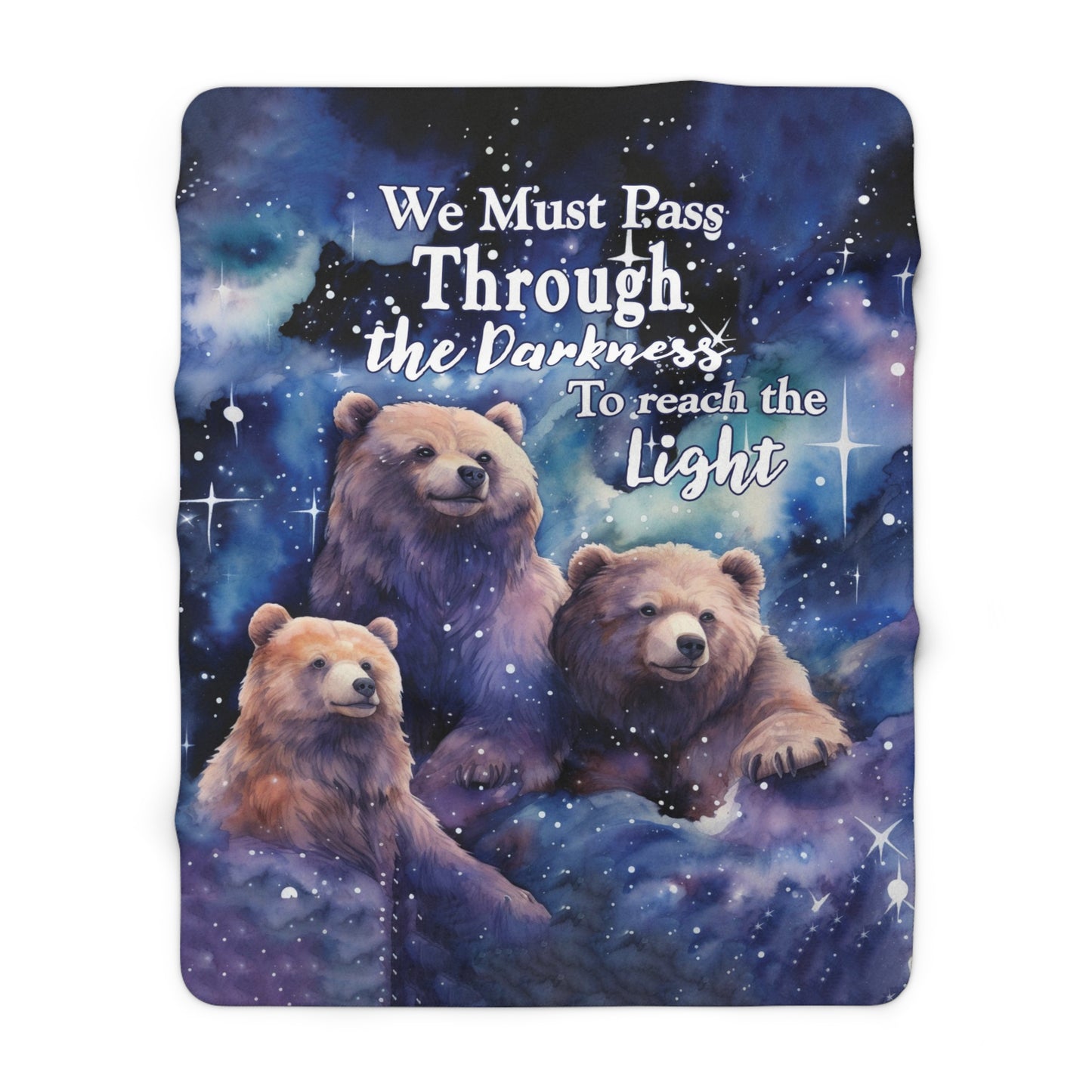 Starry Night Bears - Through the Darkness - Velveteen Plush or Sherpa Blanket