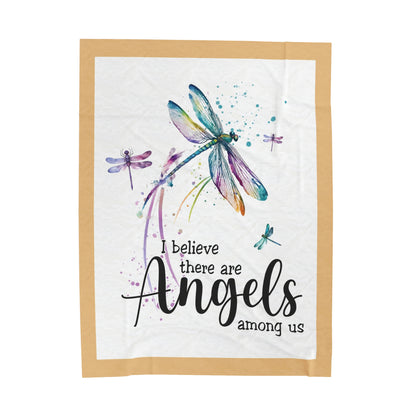 Angels Among Us - Dragonfly - Velveteen Plush or Sherpa Blanket