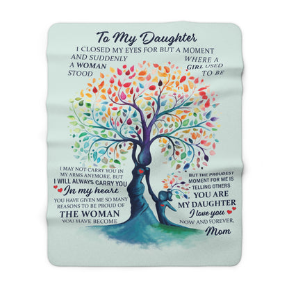 To Daughter - Tree of Life - Love Mom - Velveteen Plush or Sherpa Blanket