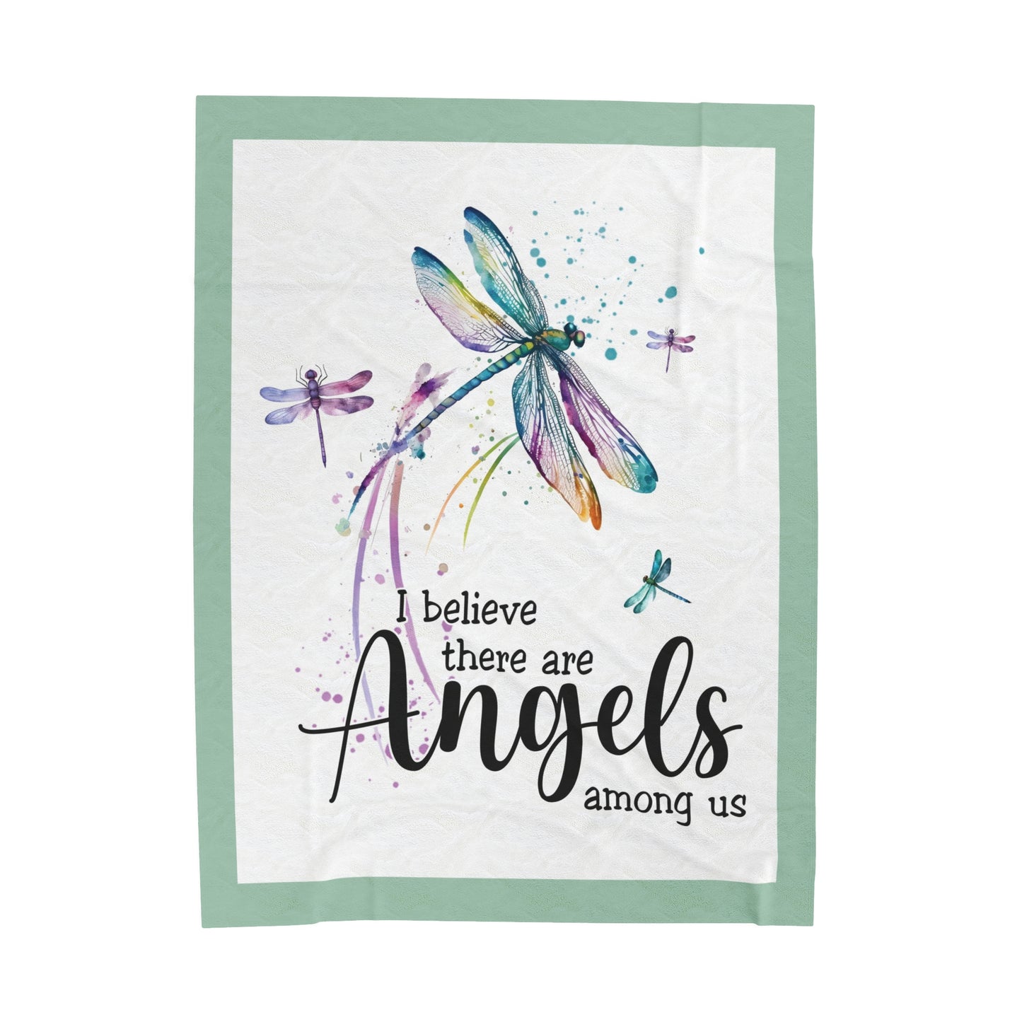 Angels Among Us - Dragonfly - Velveteen Plush or Sherpa Blanket