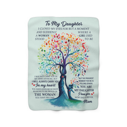 To Daughter - Tree of Life - Love Mom - Velveteen Plush or Sherpa Blanket