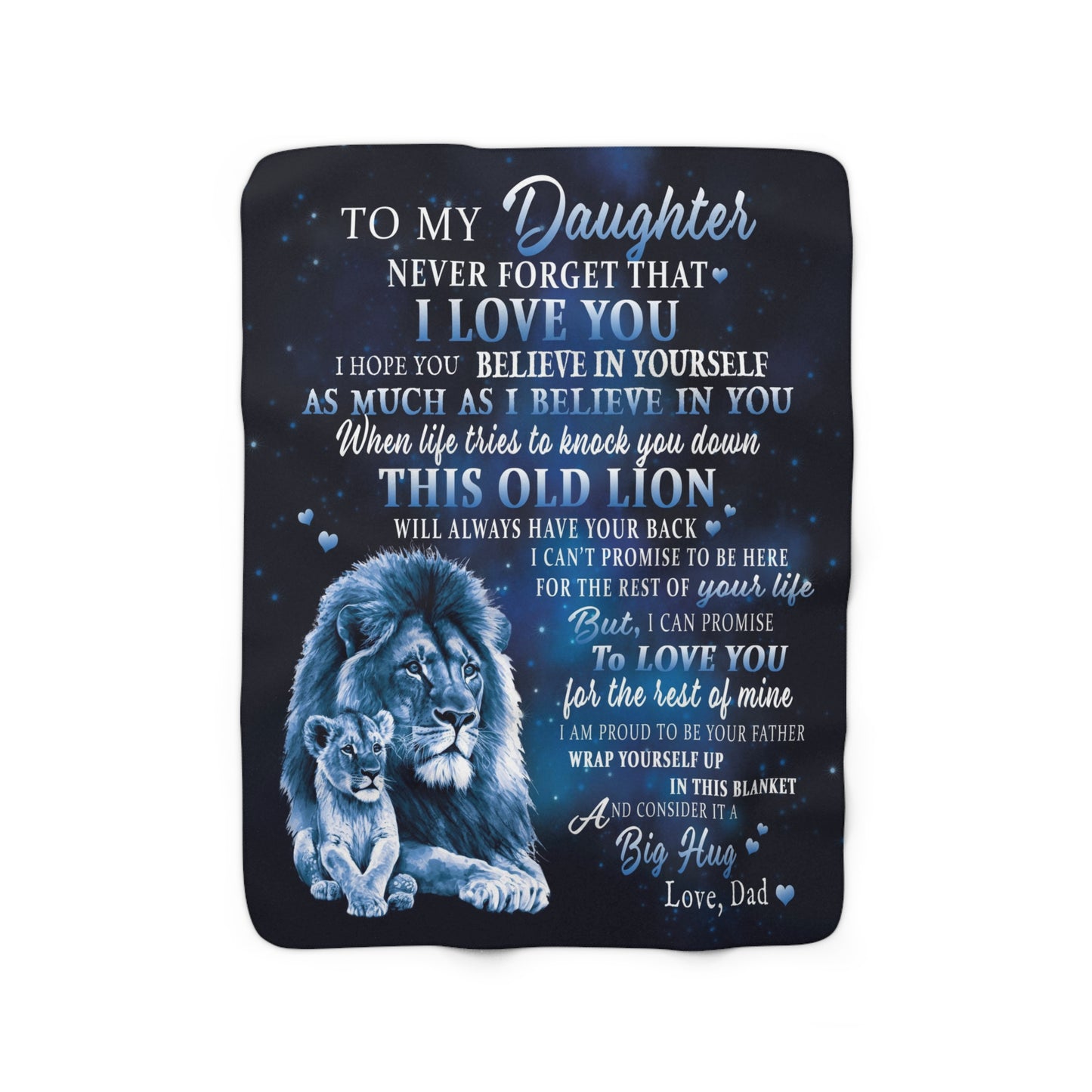 Daughter - This Old Lion - Love Dad - Velveteen Plush or Sherpa Blanket