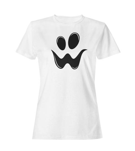 Ghost on White - Spooky Faces of Halloween - Unisex T-shirt