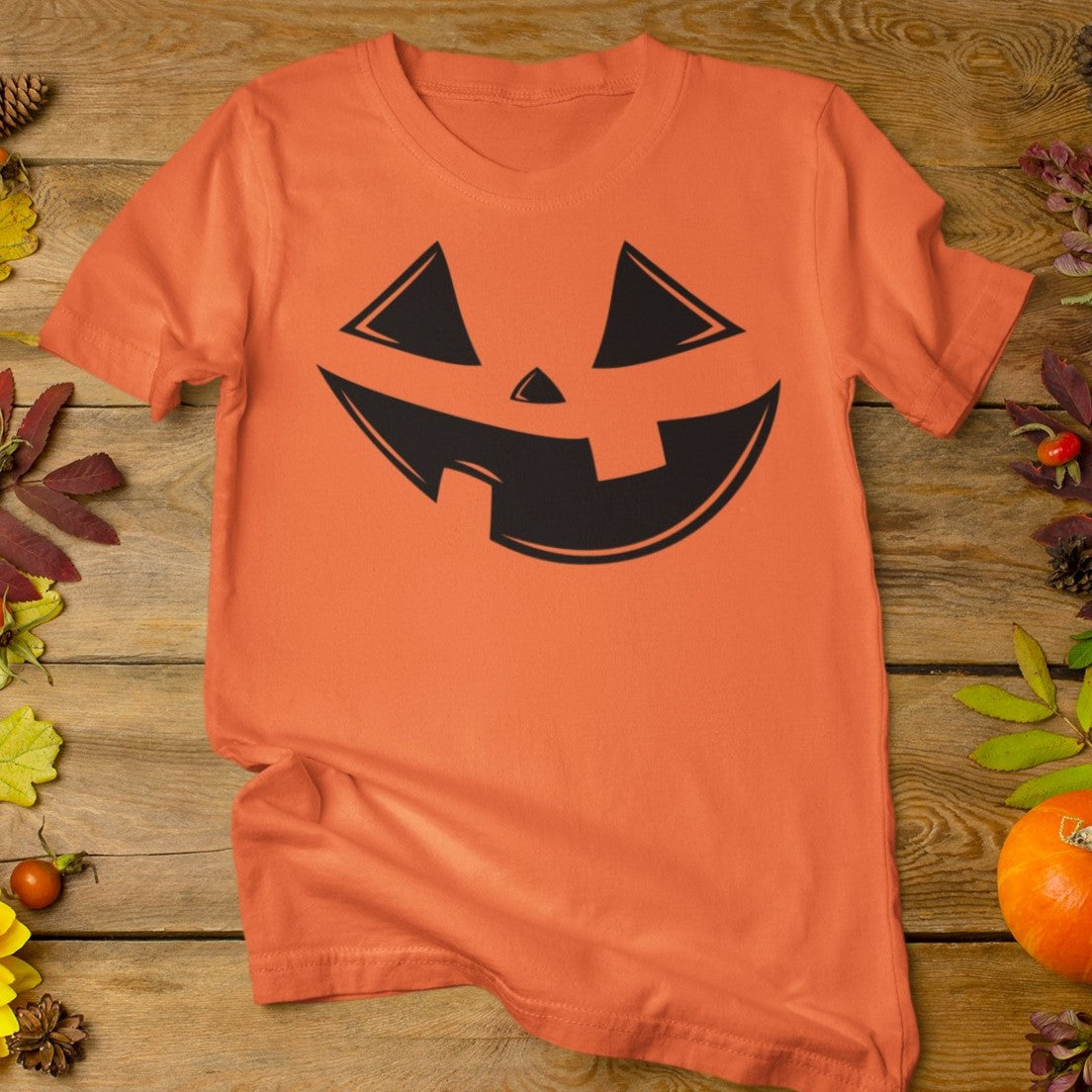 Jack O'Lantern on Orange - Spooky Faces of Halloween - Unisex T-shirt