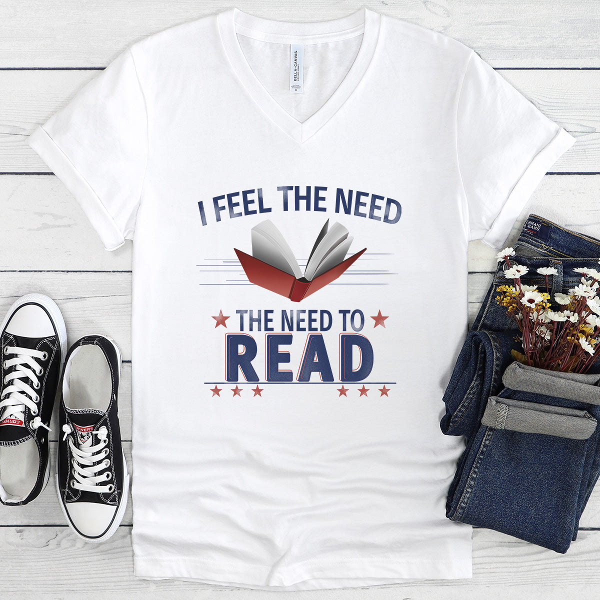 I Feel The Need To Read - V-Neck Tee