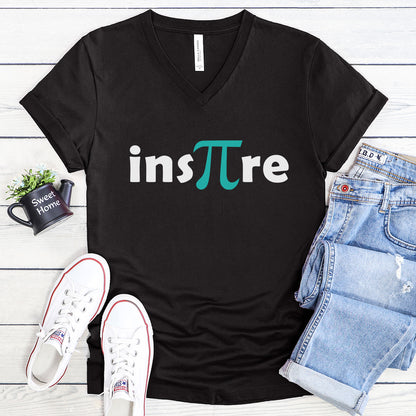 Inspire with the Pi Symbol in turquoise - Teacher V-Neck Tee