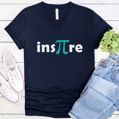 Inspire with the Pi Symbol in turquoise - Teacher V-Neck Tee