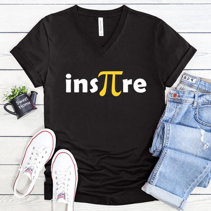 Inspire with the Pi Symbol in Yellow - Math Teacher V-Neck Tee