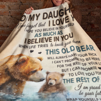 This Old Bear - To My Daughter - Love Dad - Velveteen Plush or Sherpa Blanket