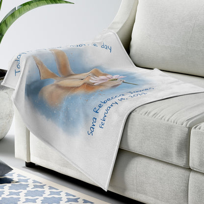 Personalized NEW BABY Blanket - Bunny Sniffing Daisy