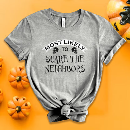 Most Likely To... Squad T-shirts for Halloween on Athletic Heather Grey