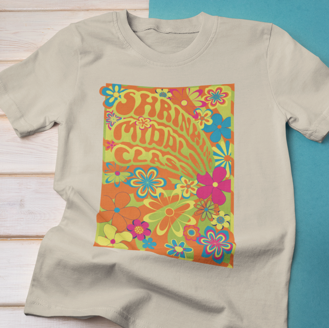 Shrinking Middle Class 70s Band Poster Modern-Retro - T-shirt