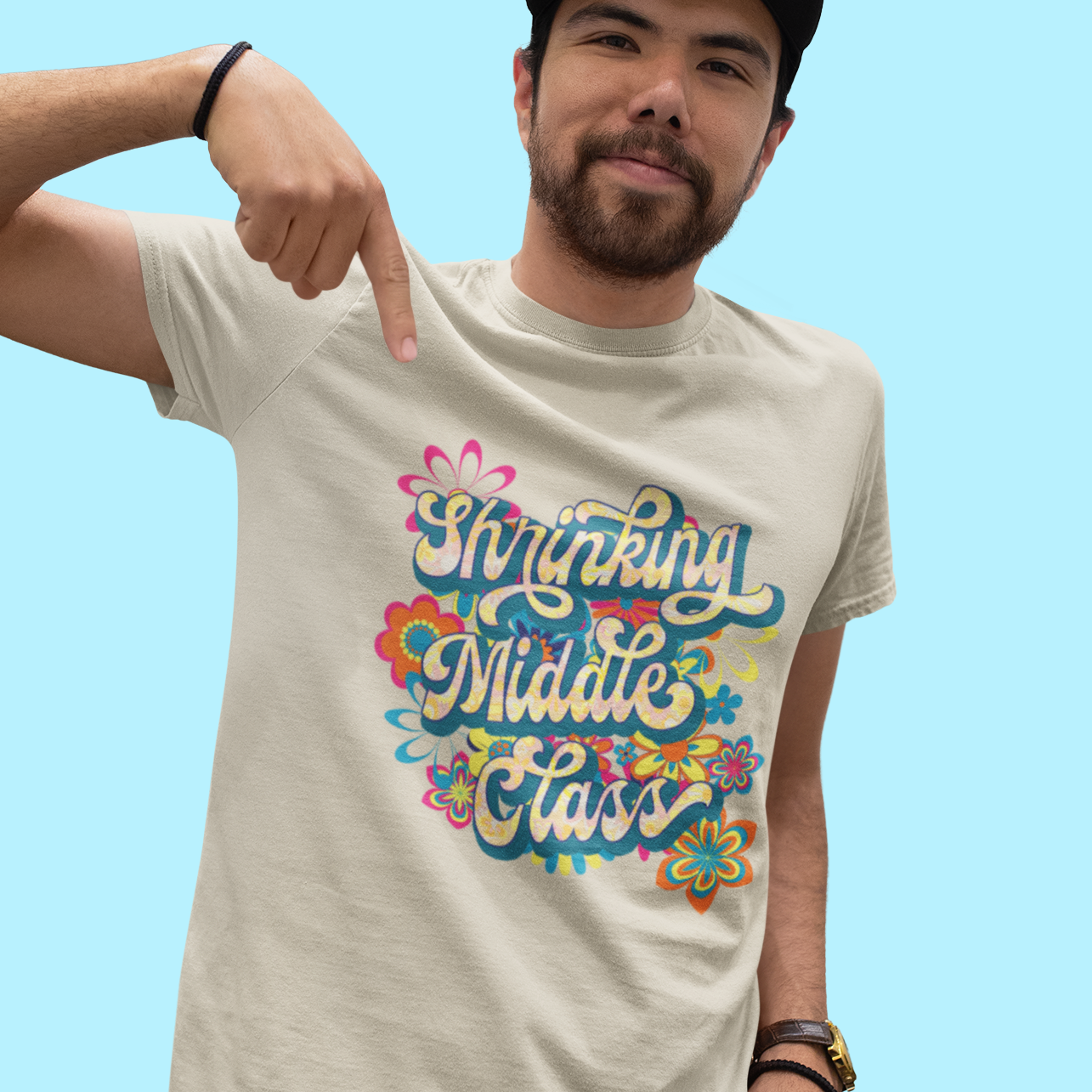 Shrinking Middle Class Flower Power Modern-Retro - T-shirt