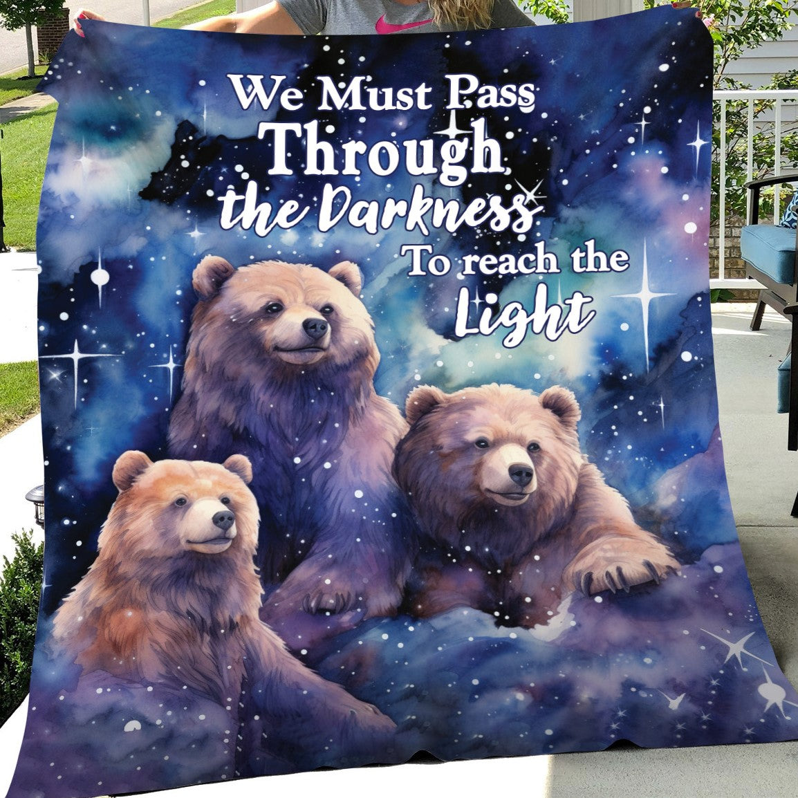 Starry Night Bears - Through the Darkness - Velveteen Plush or Sherpa Blanket