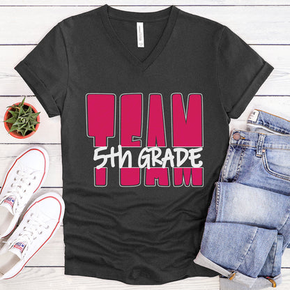 TEAM 5th Grade - Raspberry - V-neck T-shirt