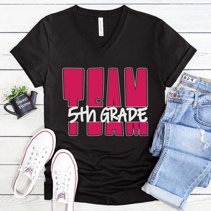 TEAM 5th Grade - Raspberry - V-neck T-shirt