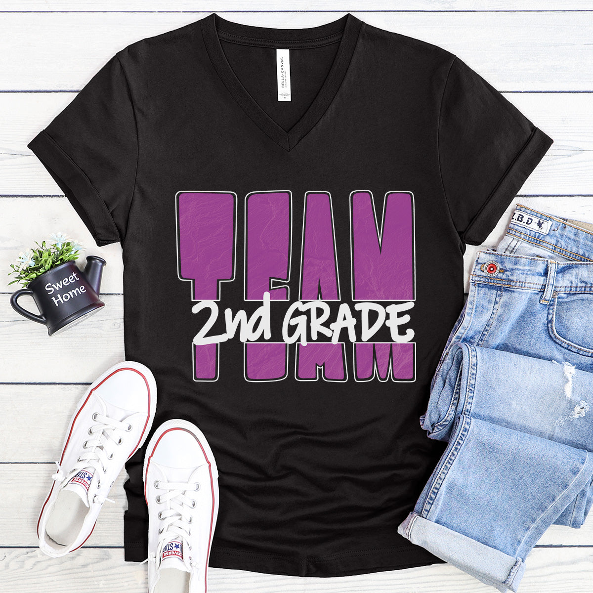 TEAM 2nd Grade - Orchid - V-neck T-shirt