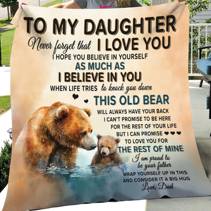 This Old Bear - To My Daughter - Love Dad - Velveteen Plush or Sherpa Blanket