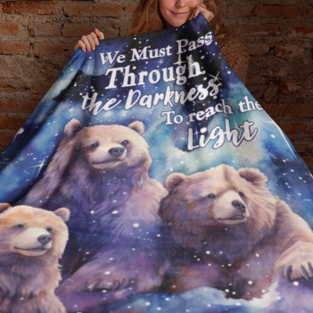 Starry Night Bears - Through the Darkness - Velveteen Plush or Sherpa Blanket