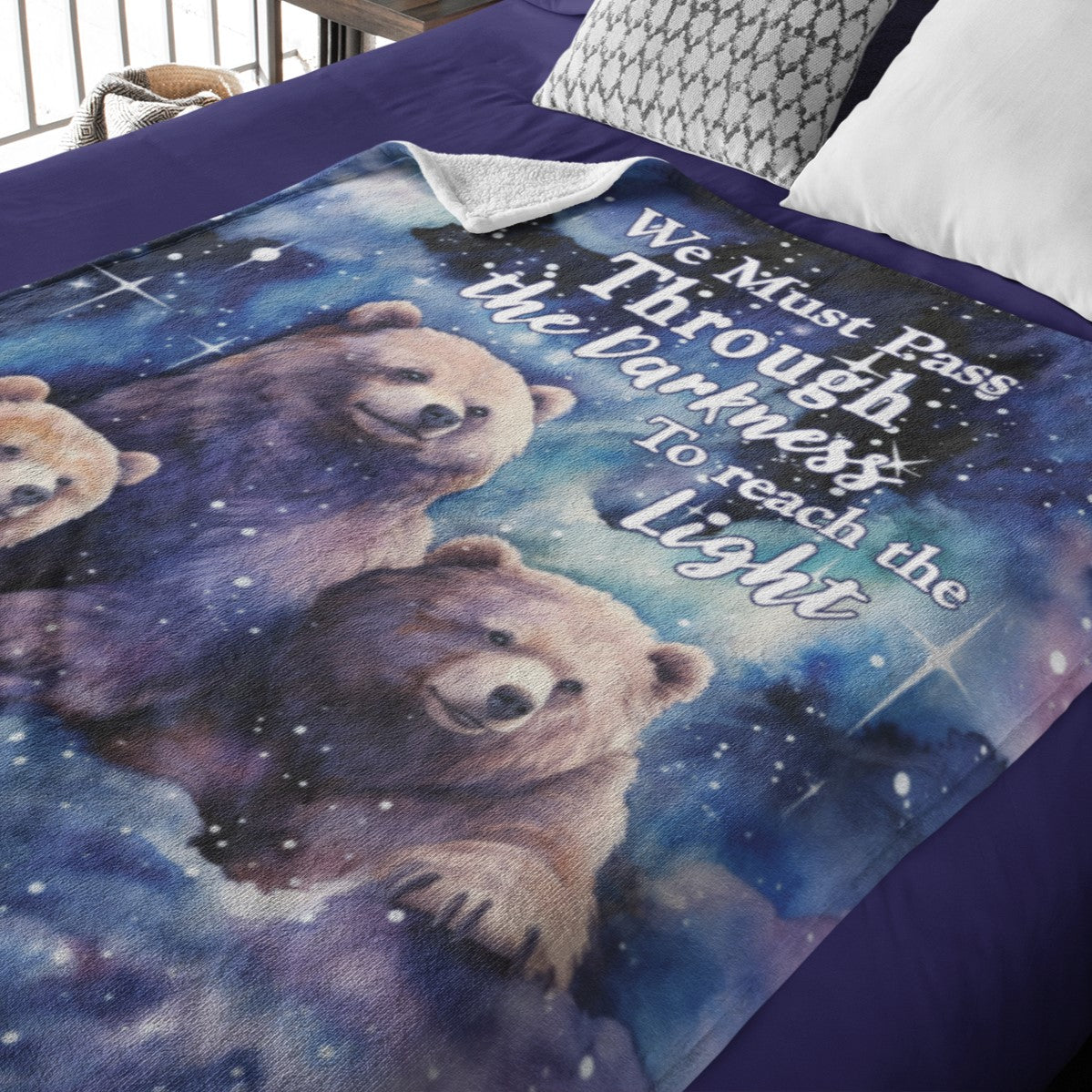 Starry Night Bears - Through the Darkness - Velveteen Plush or Sherpa Blanket