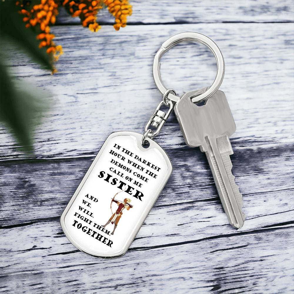 DnD Sister - Ranger - Dog Tag Keychain - Gift for Friend Birthday or Holiday