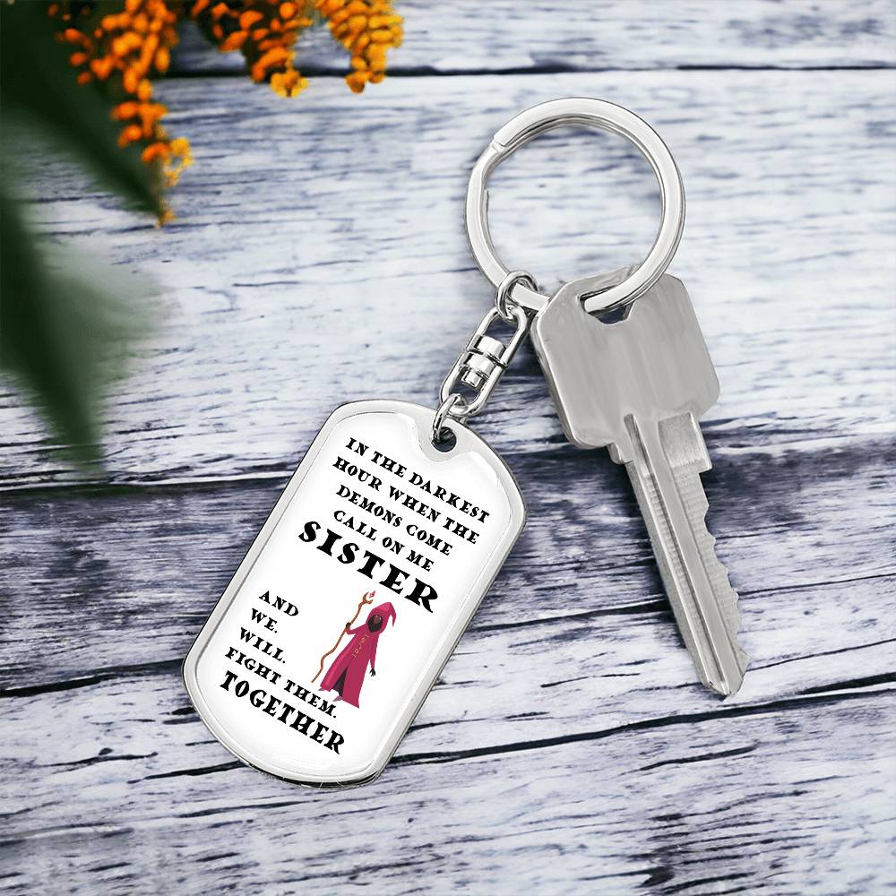 DnD Sister - Druid - Dog Tag Keychain - Gift for Friend Birthday or Holiday