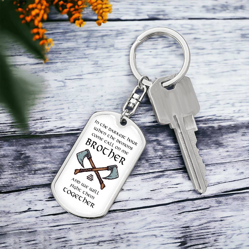 Dog Tag Keychain - Viking - Darkest Hour - Gift for Best Friend, Brother, Birthday or Holiday