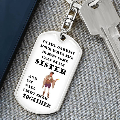 DnD Sister - Bard - Dog Tag Keychain - Gift for Friend Birthday or Holiday