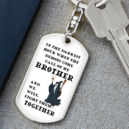 DnD Brother - Wizard - Dog Tag Keychain - Gift for Friend Birthday or Holiday