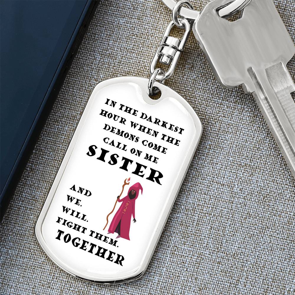 DnD Sister - Druid - Dog Tag Keychain - Gift for Friend Birthday or Holiday