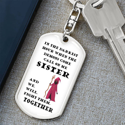 DnD Sister - Druid - Dog Tag Keychain - Gift for Friend Birthday or Holiday