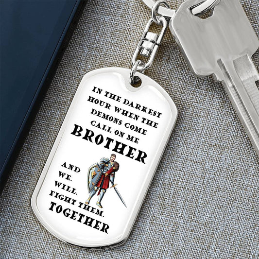 DnD Brother - Fighter - Dog Tag Keychain - Gift for Friend Birthday or Holiday