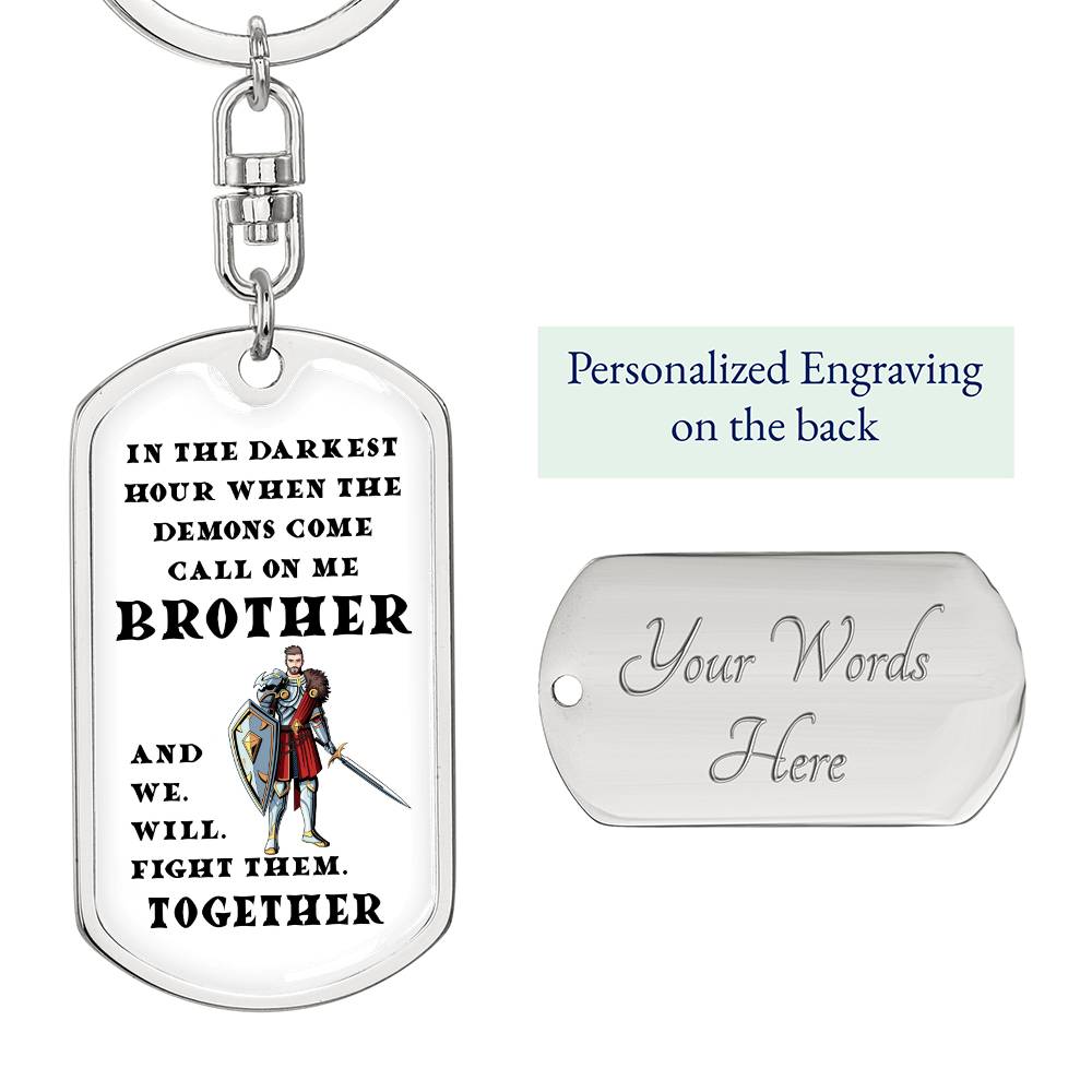 DnD Brother - Fighter - Dog Tag Keychain - Gift for Friend Birthday or Holiday