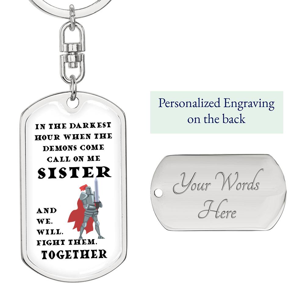 DnD Sister - Paladin - Dog Tag Keychain - Gift for Friend Birthday or Holiday