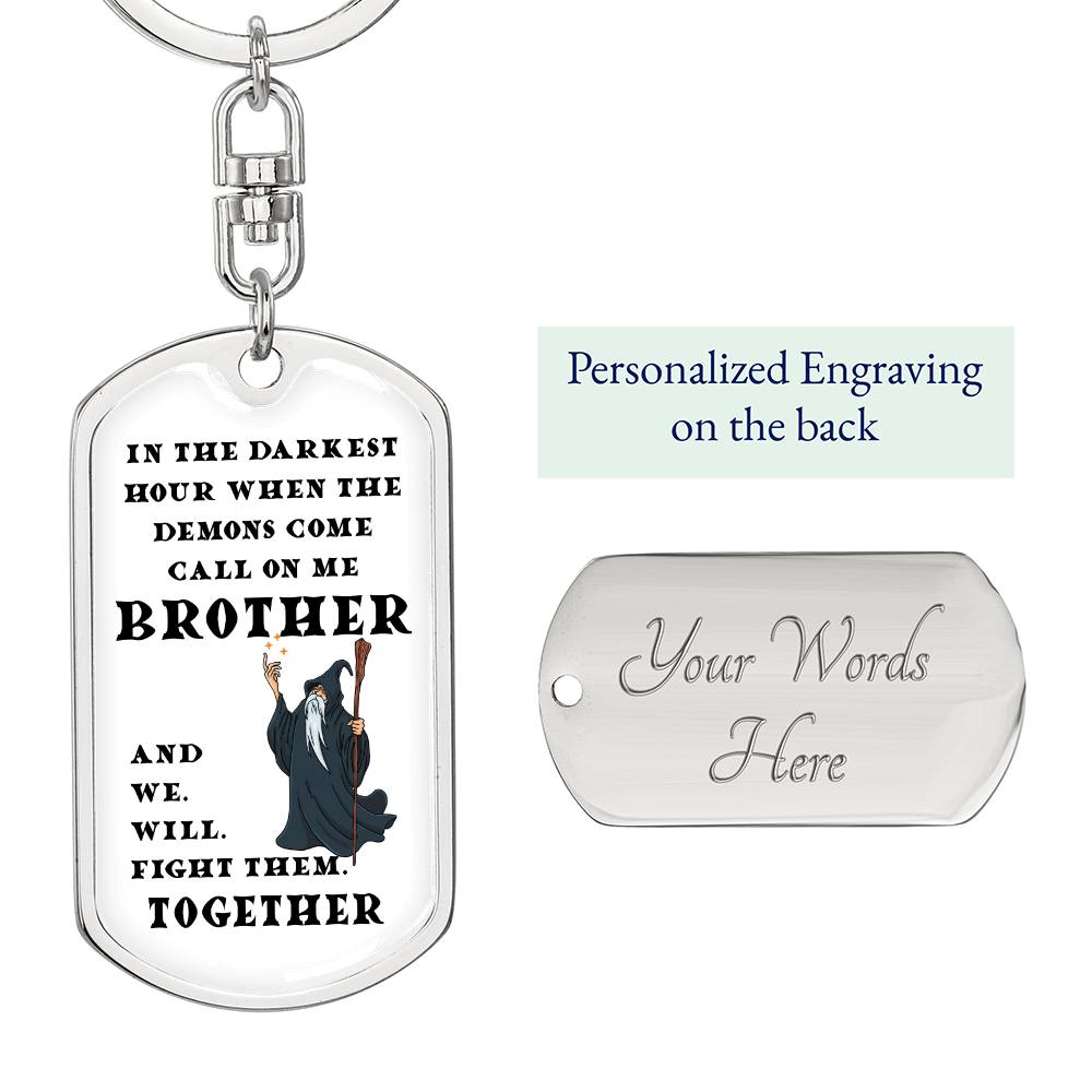 DnD Brother - Wizard - Dog Tag Keychain - Gift for Friend Birthday or Holiday