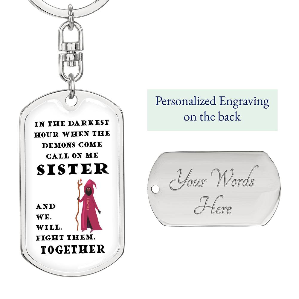 DnD Sister - Druid - Dog Tag Keychain - Gift for Friend Birthday or Holiday