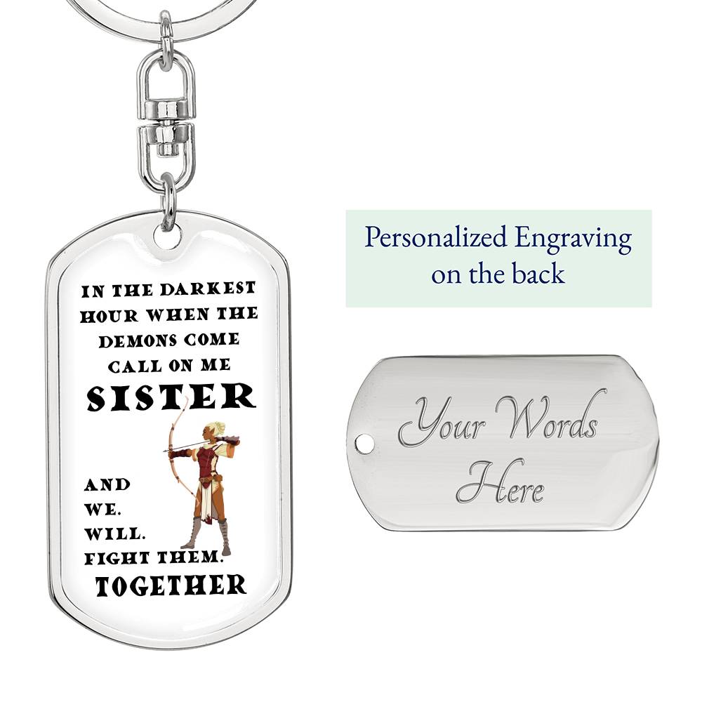 DnD Sister - Ranger - Dog Tag Keychain - Gift for Friend Birthday or Holiday