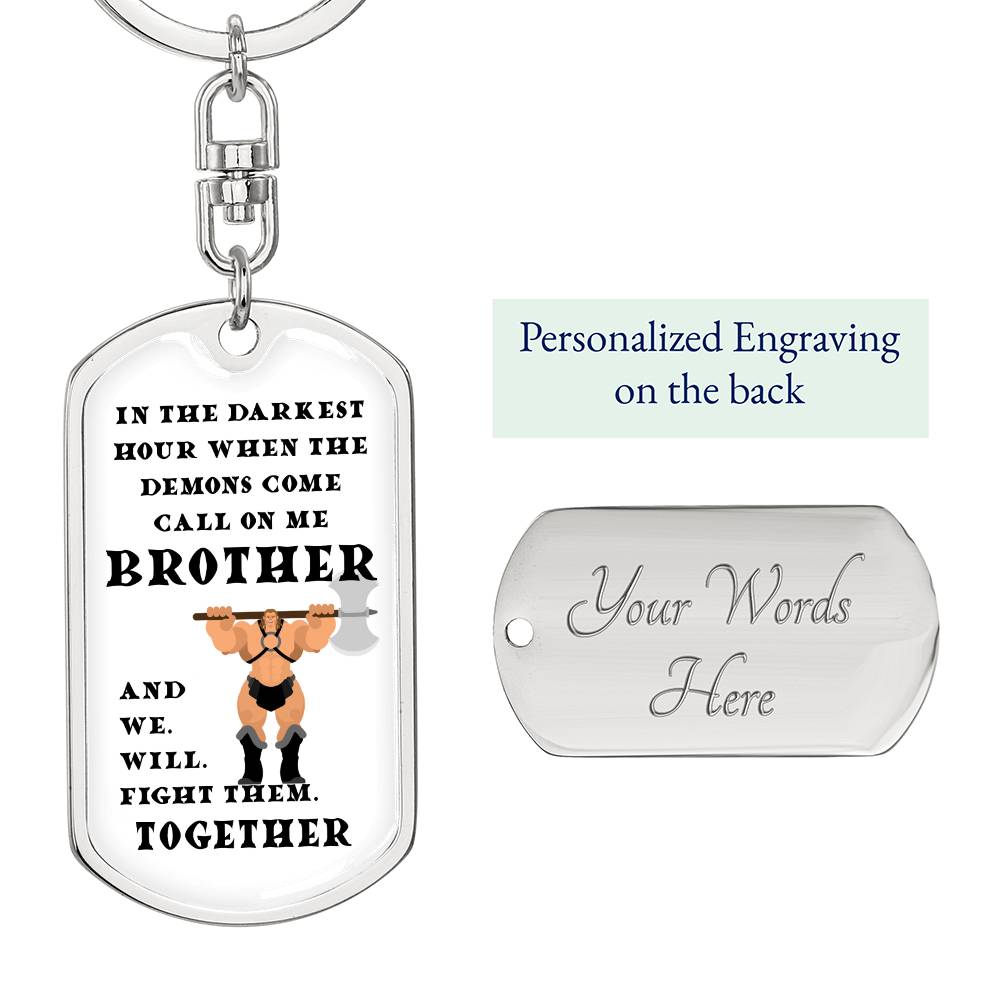 DnD Brother - Barbarian - Dog Tag Keychain - Gift for Friend Birthday or Holiday