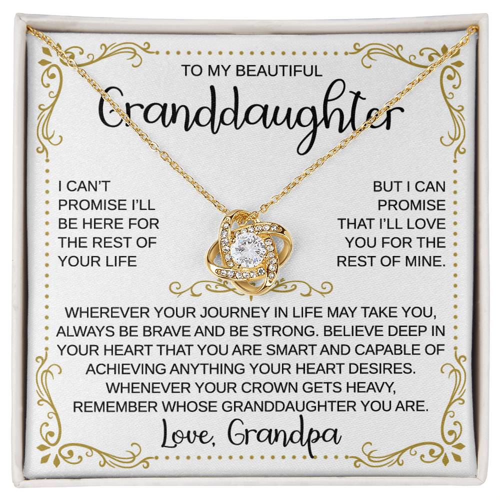 To My Granddaughter  - From Grandpa - When Your Crown Gets Heavy - Love Knot Necklace - Gift for Birthday, Christmas, or Special Occasion