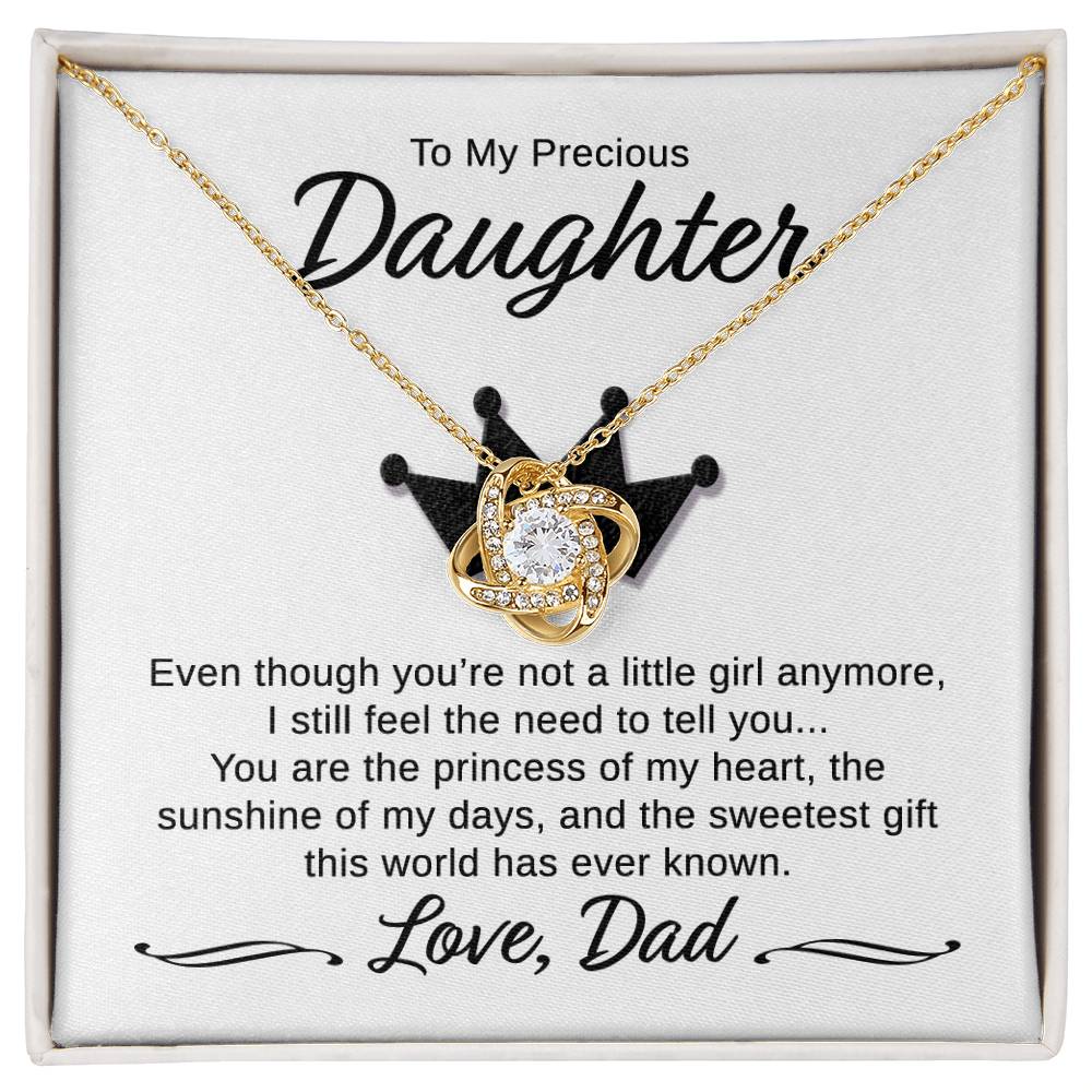 Daughter - You Are My Princess Love DAD - Crown - Love Knot Necklace