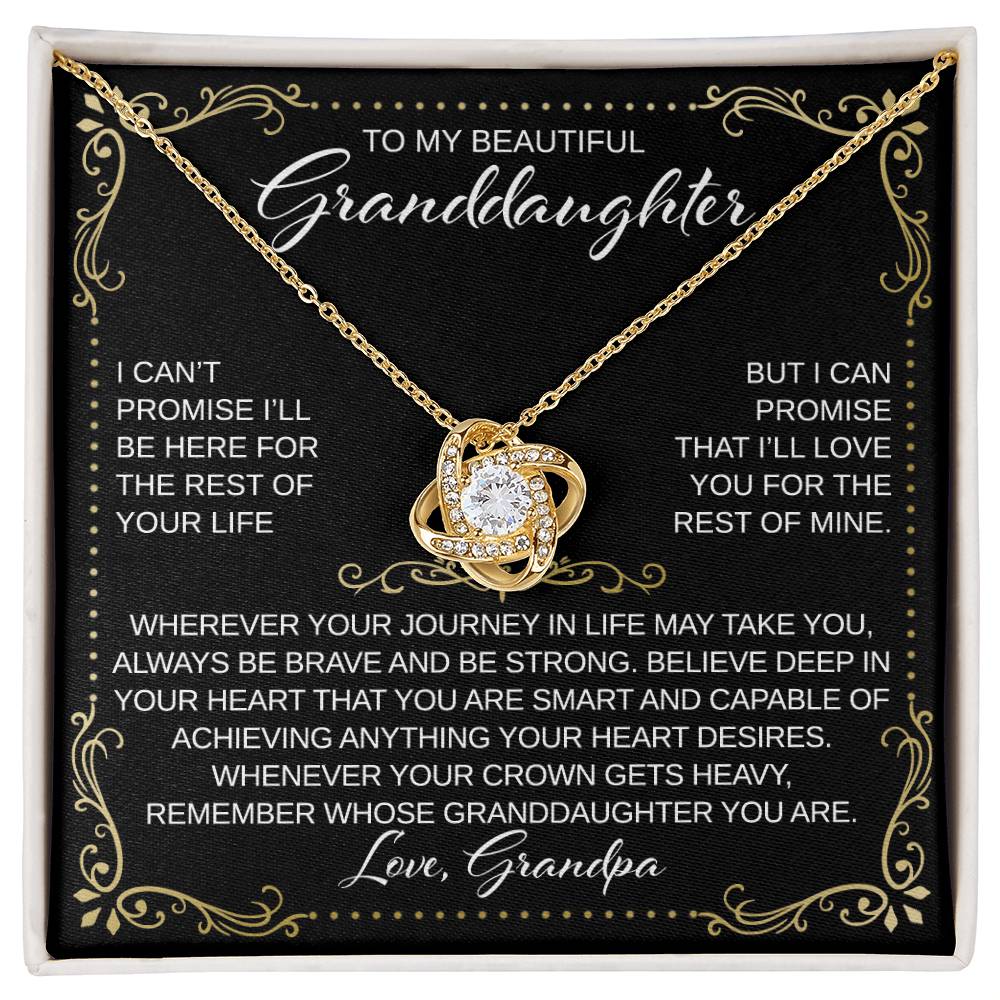 To My Granddaughter  - From Grandpa - Believe Deep in Your Heart - Love Knot Necklace - Gift for Birthday, Christmas, or Special Occasion