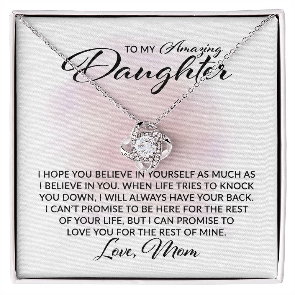 To My Daughter - I Will Have Your Back Love MOM - Love Knot Necklace - Perfect Gift for Birthday, Holiday, or Special Occasion