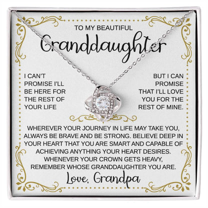 To My Granddaughter  - From Grandpa - When Your Crown Gets Heavy - Love Knot Necklace - Gift for Birthday, Christmas, or Special Occasion