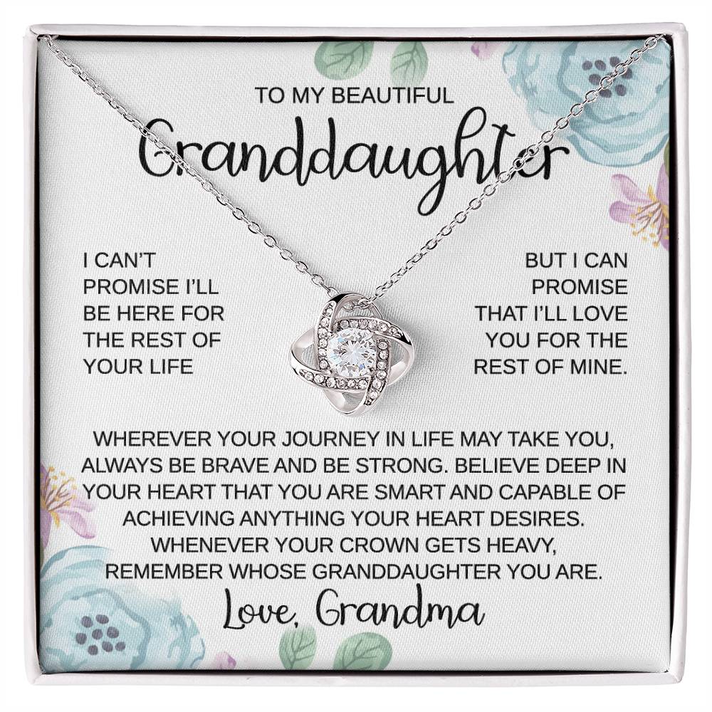 To My Granddaughter - Journey In Life - Love Knot Necklace - Gift for Birthday, Christmas, or Special Occasion