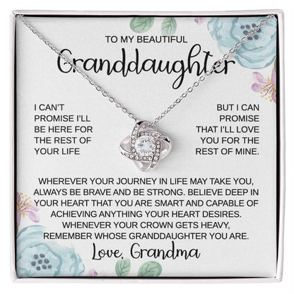 To My Granddaughter - Journey In Life - Love Knot Necklace - Gift for Birthday, Christmas, or Special Occasion