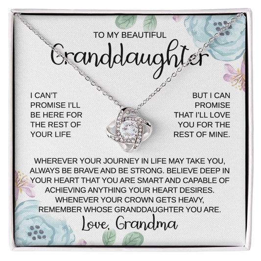 To My Granddaughter - Journey In Life - Love Knot Necklace - Gift for Birthday, Christmas, or Special Occasion