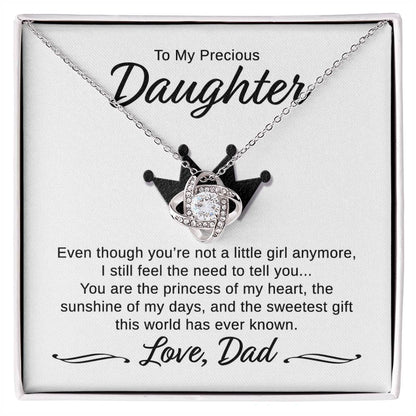 Daughter - You Are My Princess Love DAD - Crown - Love Knot Necklace