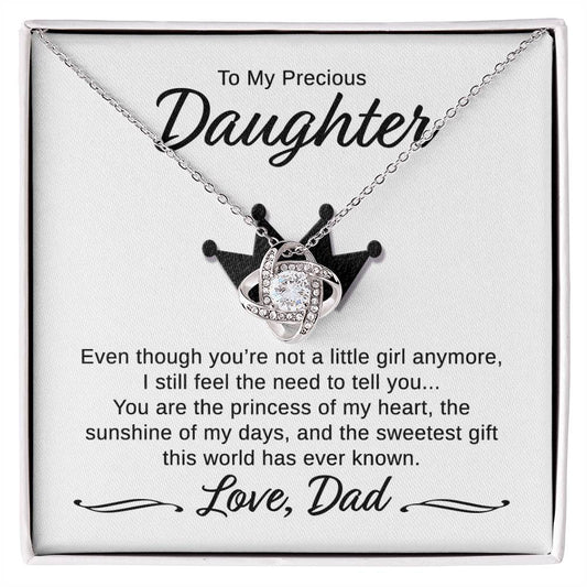 Daughter - You Are My Princess Love DAD - Crown - Love Knot Necklace