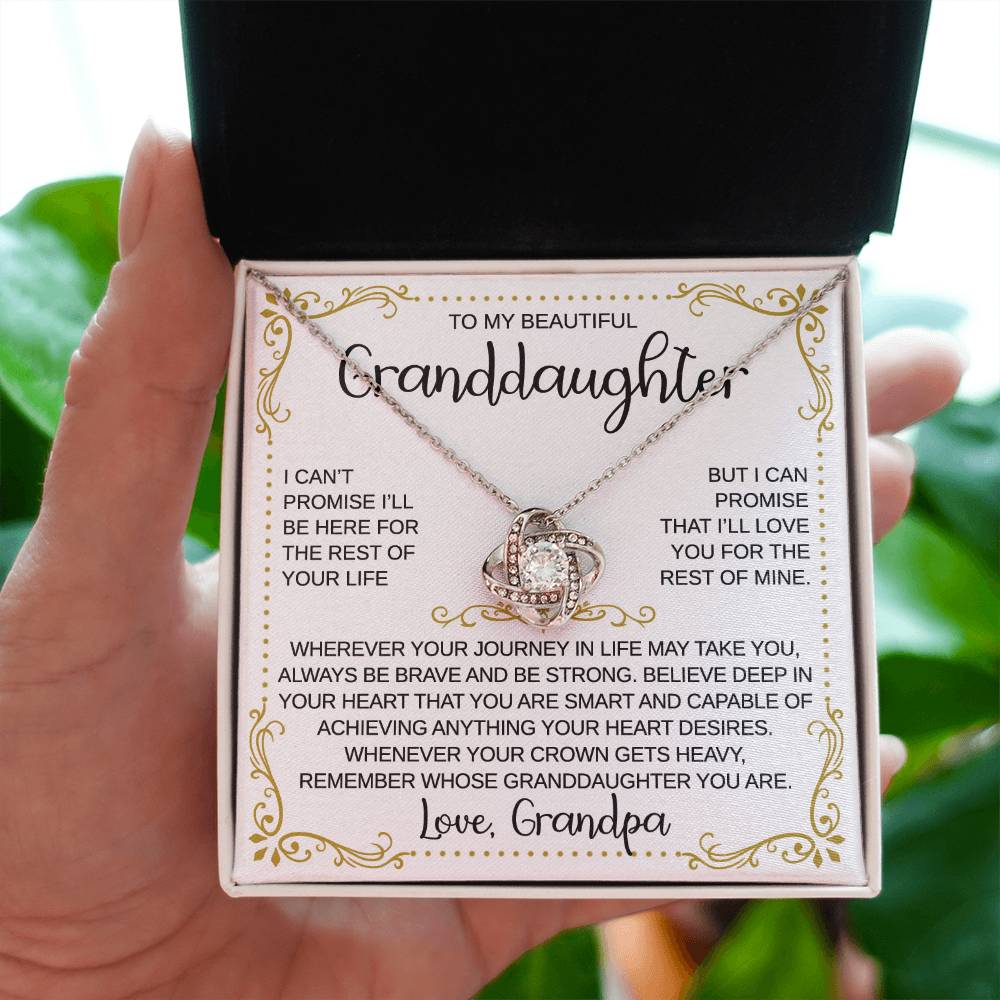 To My Granddaughter  - From Grandpa - When Your Crown Gets Heavy - Love Knot Necklace - Gift for Birthday, Christmas, or Special Occasion